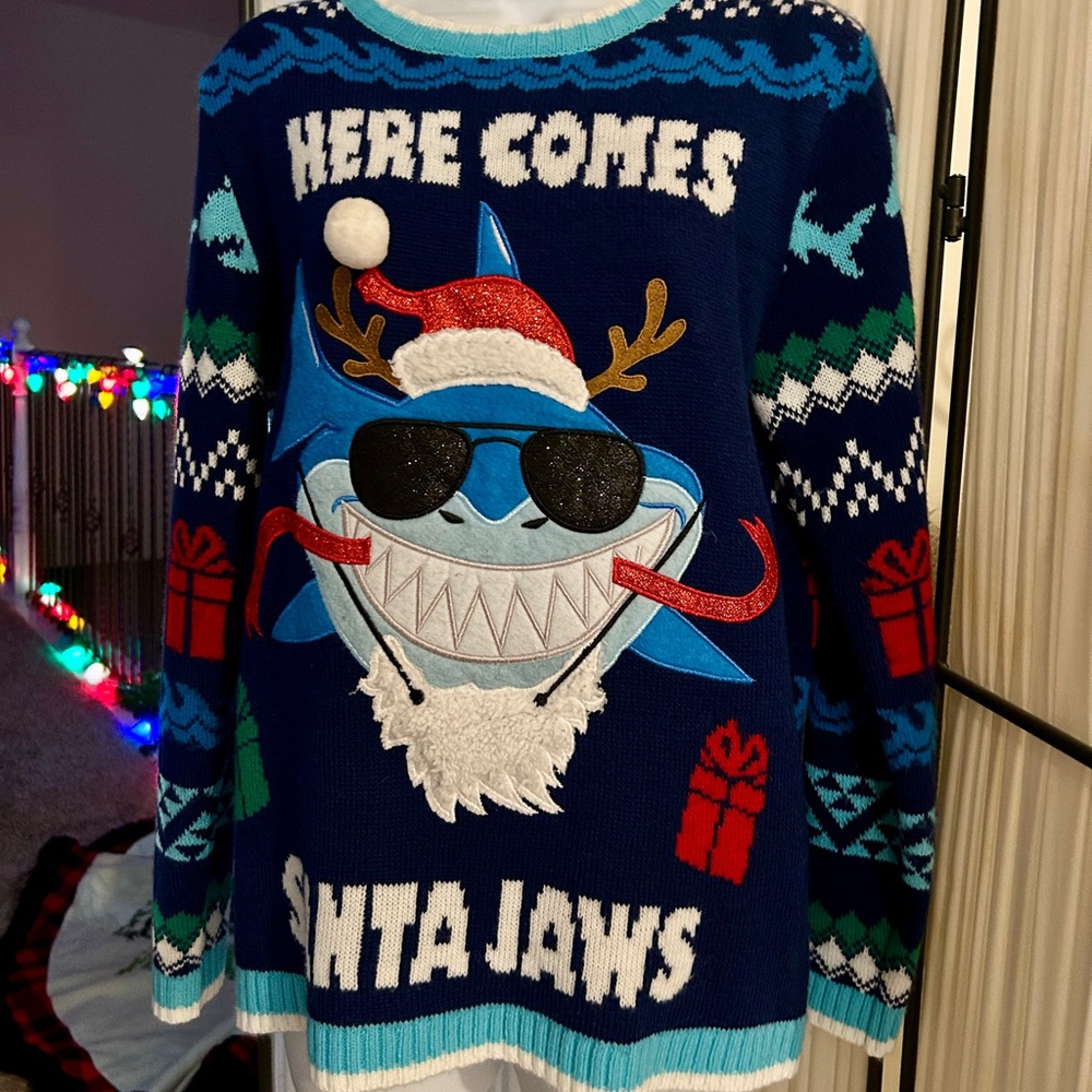 Long Sleeve Ugly Holiday Crewneck Pullover Sweater